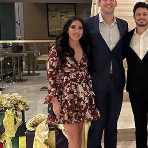 Holiday metallic and ruby dress